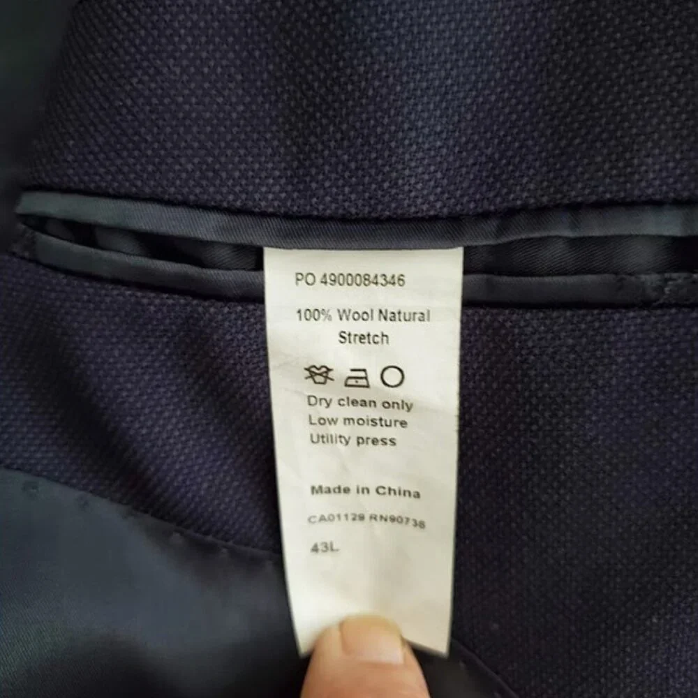 Ralph Lauren Wool Navy Two-Button Blazer Sport Coat Jacket Size 43L Old Money